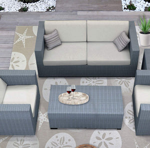 Beige Tropical Indoor Outdoor Patio Area Rug