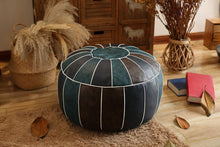 Boho Handmade Faux PU Leather Moroccan Pouf Footstool Ottoman Leather Poufs Unstuffed