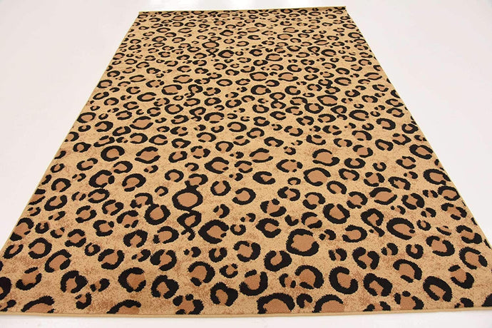 Wildlife Leopard Animal Print Light Brown Soft Area Rug