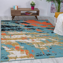 Pastel Collection Contemporary Area Rug Multicolor Blue