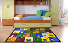 Jenny Collection Children's Multi Color Educational Alphabet (Non-Slip) Kids Classroom Area Rugs