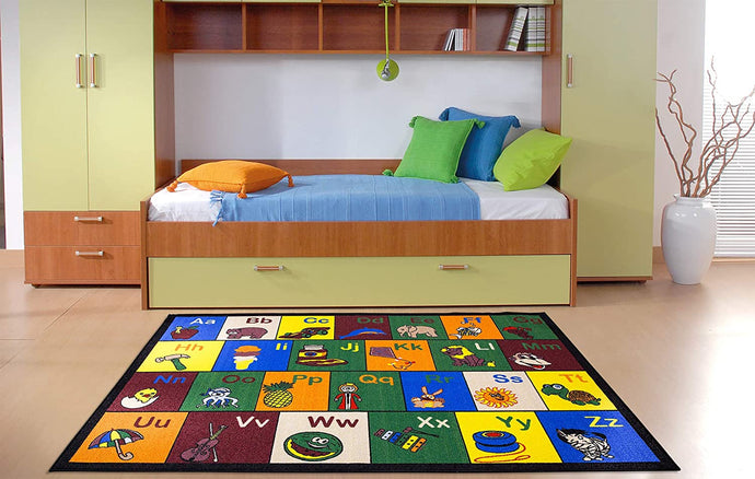 Jenny Collection Children's Multi Color Educational Alphabet (Non-Slip) Kids Classroom Area Rugs