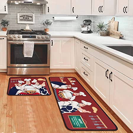 Non Skid Washable Absorbent Microfiber Kitchen Mats for Floor Anti