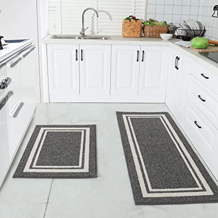 Kitchen Mat [2 PCS] Thick Kitchen Rugs Non-Skid Ergonomic Comfort Standing Mat