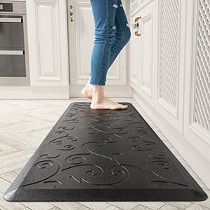Floral Kitchen Floor Mats Cushioned Anti Fatigue for House 1/2 Inch Thick Non-Slip Kitchen Rugs and Mats Foam Standing Mat in Front of Sink, Office