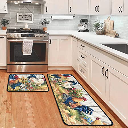 Pionism Fat Chef Rugs Cat Kitchen Mats for Floor 2 Piece, Anti Fatigue Floor Mat for Kitchen, Kitchen Floor Mats for in Front of Sink and Cute Kitchen Matt