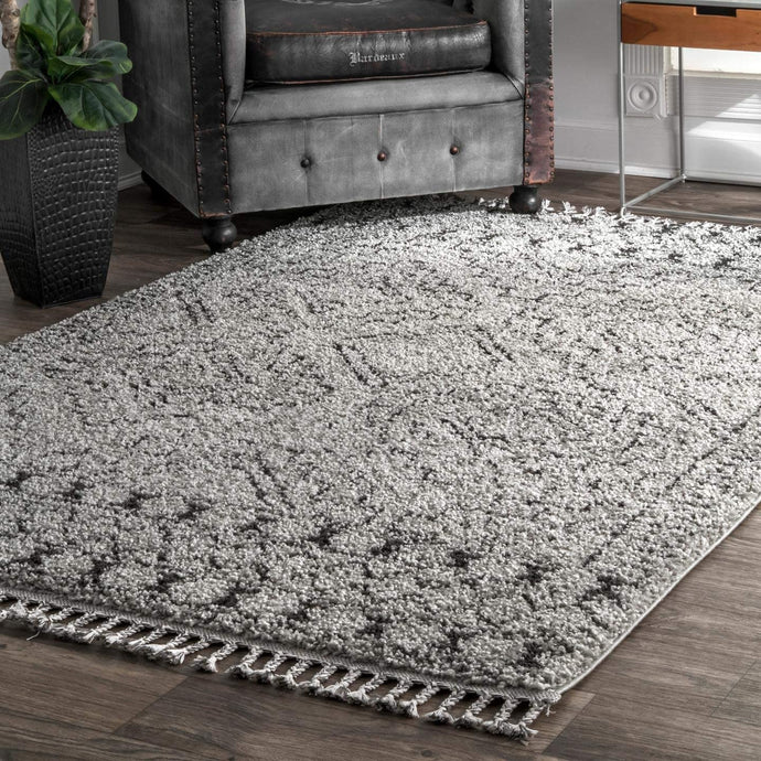 Moroccan Tribal Grey Soft Plush Shag Area Rug