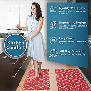 ComfiLife Kitchen Mats for Floor (2 PCs) – Cushioned Anti Fatigue Kitchen Rug for Comfortable Standing – Waterproof, Easy Clean, Non-Slip, Thick Kitchen Mat Set for Home, Office, Sink, Laundry (Gray)