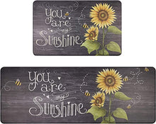 2 Piece Cushioned Kitchen Rugs and Mats Sunflower Spring Anti Fatigue