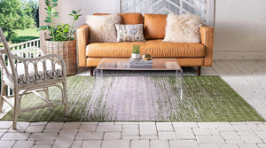Outdoor Modern Collection Distressed Gradient Transitional Green Area Rug