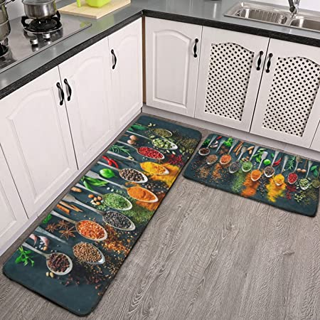  Chef Microfiber Kitchen Rug Set of 2, Anti Slippery and Machine  Washable Floor Mats Set, Comfort Standing Mat, Perfect for Home Hotel  Kitchen Cook Gnomes with Dessert Brown Background Black Plaid 
