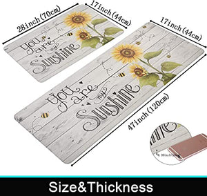 2 Piece Cushioned Kitchen Rugs and Mats Sunflower Spring Anti Fatigue