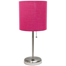 LimeLights 19 1/2" High Stick Table Lamp with Pink Shade and USB Port