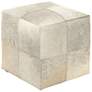 Astoria Weathered Ivory Leather Hide Pouf Ottoman