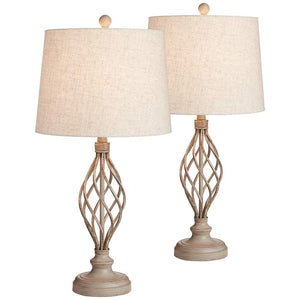 Annie Sand Iron Open Scroll Table Lamps by Franklin Iron Works - Set of 2