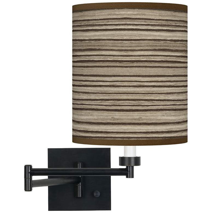 Cedar Zebrawood Espresso Bronze Swing Arm Wall Lamp