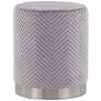 Marla Silver Chevron Velvet Fabric Ottoman