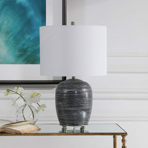 Transpose Satin Black Ceramic Accent Table Lamp