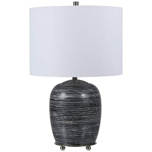 Transpose Satin Black Ceramic Accent Table Lamp