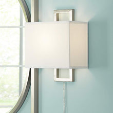 Aundria Rectangular Brushed Nickel Modern Plug-In Wall Lamp