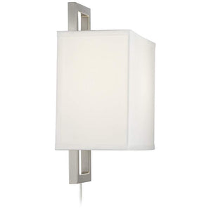 Aundria Rectangular Brushed Nickel Modern Plug-In Wall Lamp