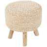 Jaipur Westport Bleached Sand Wool With Wooden Legs Ottoman