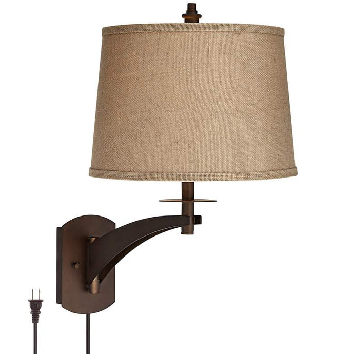 Rummel Bronze Plug-In Swing Arm Wall Lamp