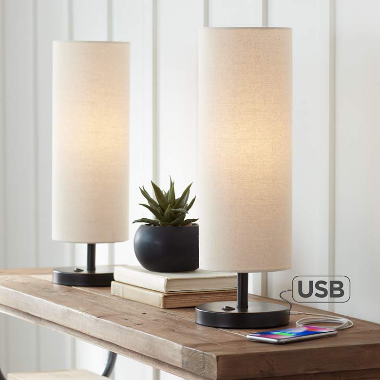 Bronze Outlet USB Table Lamps Set of 2