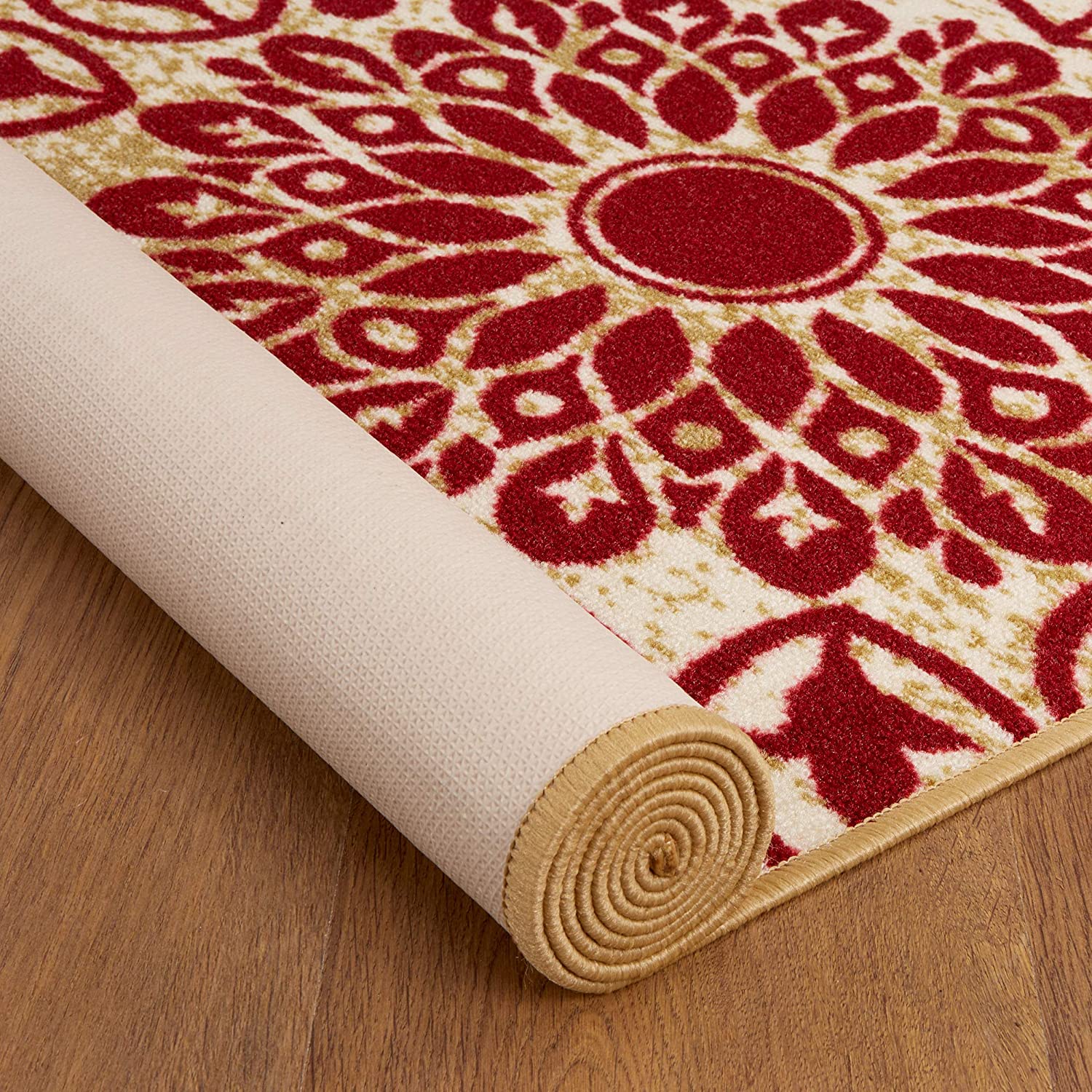 Modern Floral Non-Skid (Non-Slip) Low Profile Pile Rubber Backing Indo –  Modern Rugs and Decor