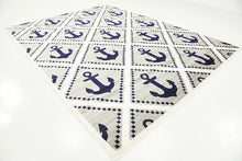 Loom Metro Collection Modern Nautical Geometric Anchor Gray Soft Area Rug