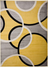Contemporary Abstract Circles Soft Mustard Yellow Gray Area Rug