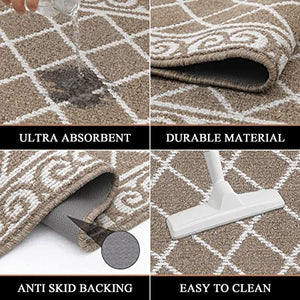 HEBE Kitchen Rug Sets 3 Piece with Runner Non Slip Kitchen Rugs and Mats Absorbent Kitchen Mats Set for Floor Washable Runner Rugs for Entryway Hallway Kitchen Laundry Room
