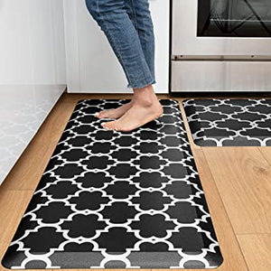 Kitchen Mat and Kitchen Rugs 2 PCS, Cushioned 1/2 Inch Thick Anti Fatigue Waterproof Mat, Comfort Standing Desk Mat, Kitchen Floor Mat with Non-Skid & Washable for Home, Office, Sink - Grey