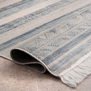 Roseline Vintage Tribal Area Rug, Blue