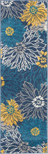 Floral Blue Grey Yellow Soft Area Rug