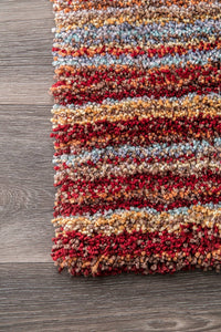 Handmade Striped Multi-Color Plush Shag Area Rugs