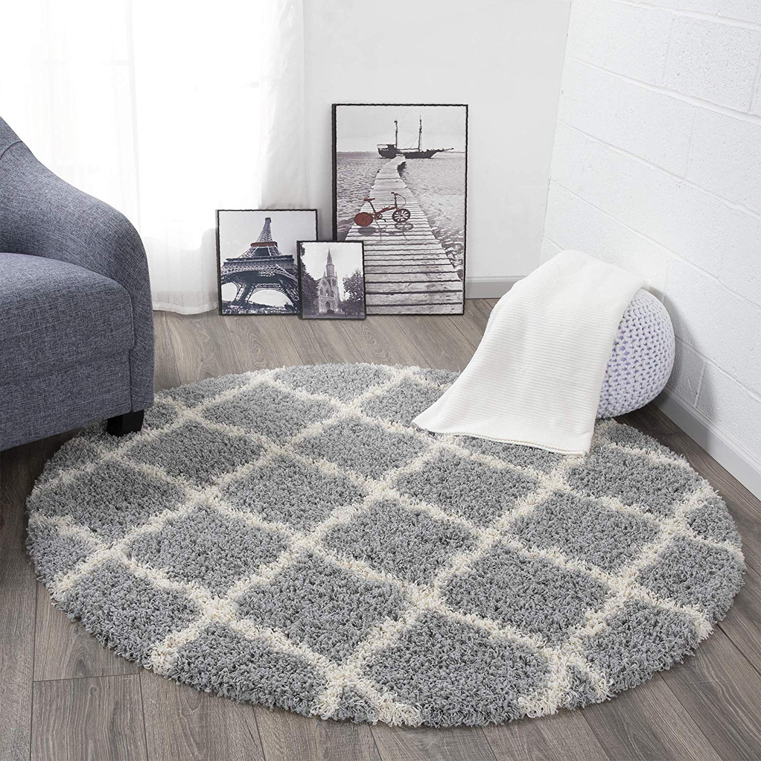 Grey Off White Small Extra Large Soft Thick Trellis Shaggy Floor Mat Rugs  Cheap