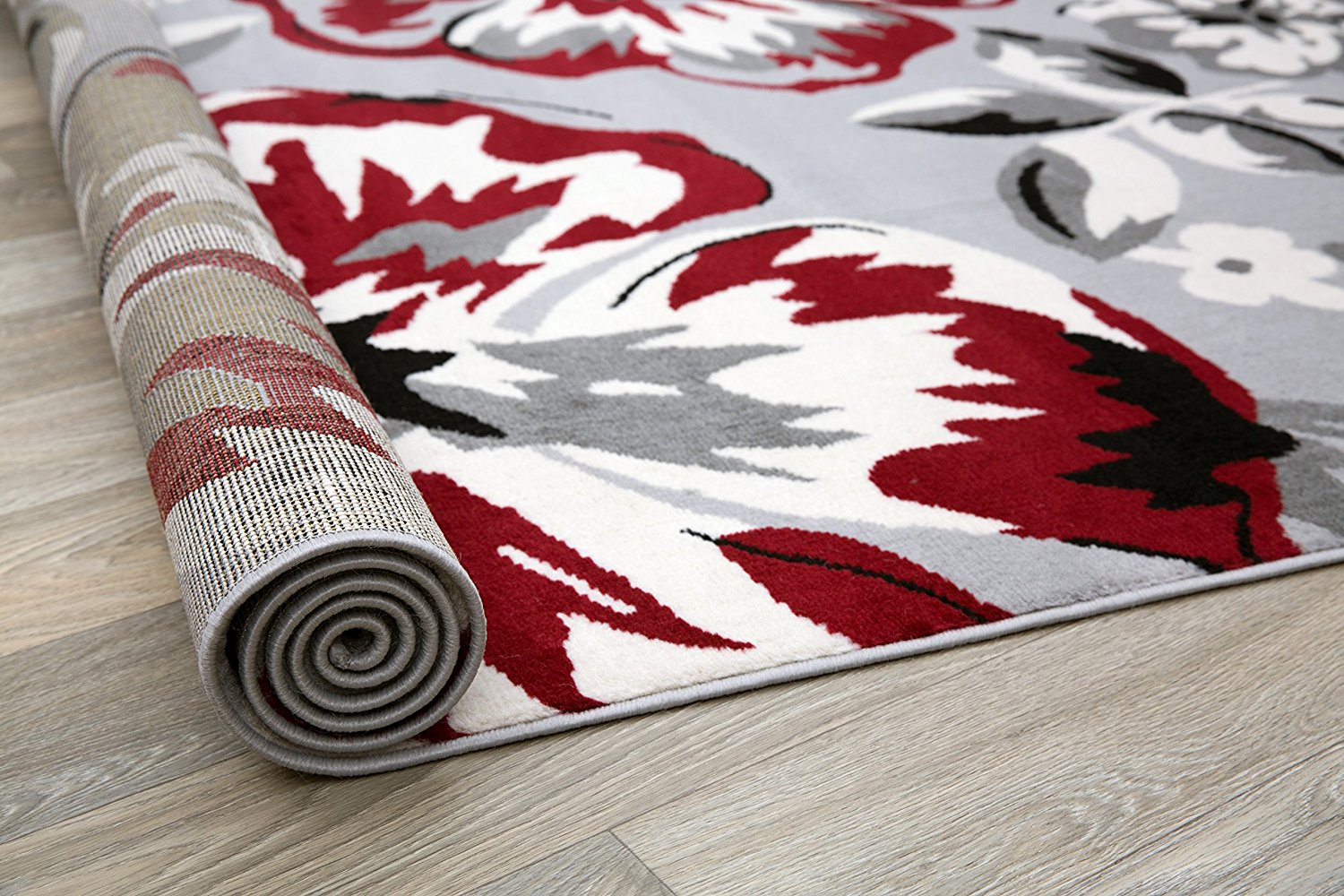 Rio Collection - Red Gray Abstract Premium Area Rug by Rug and Decor 4x5  Size