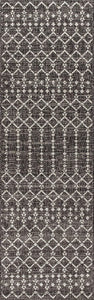 Moroccan Geometric Textured Weave Indoor/Outdoor Black/Gray Area Rug