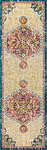 Bohemian Flair Boho Medallion Traditional Soft Area Rug Cream/Orange