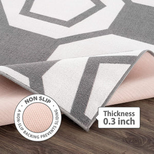 Modern Geometric Grey Non-Slip Area Rug
