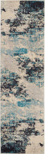 Modern Abstract Area Rug,  Ivory/Teal Blue