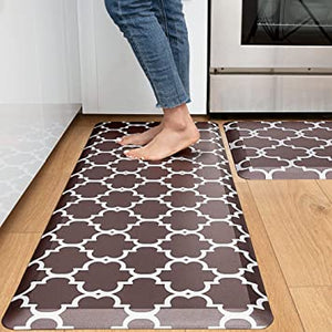 Kitchen Mat and Kitchen Rugs 2 PCS, Cushioned 1/2 Inch Thick Anti Fatigue Waterproof Mat, Comfort Standing Desk Mat, Kitchen Floor Mat with Non-Skid & Washable for Home, Office, Sink - Grey