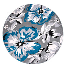 Gray/Grey Teal Blue White Floral Area Rugs