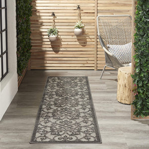 Floral Grey Charcoal Indoor/Outdoor Area Rug