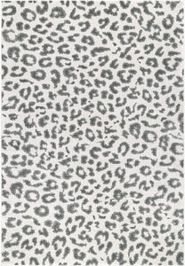 Leopard Print Soft Rug, Grey