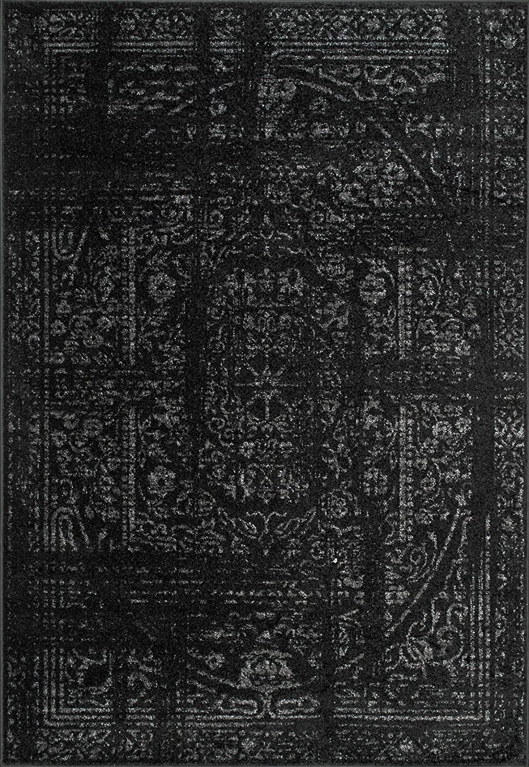 Vintage Distressed Soft Area Rug Black