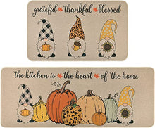 2 Pcs Thanksgiving Fall Kitchen Rug, Autumn Pumpkin Area Rug Set of 2 Washable