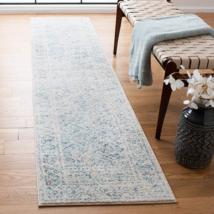 Moroccan Boho Distressed Area Rug,  Ivory / Turquoise