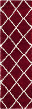 Diamond Trellis Red/Ivory Soft Plush Shag Area Rug 2-inch Thick
